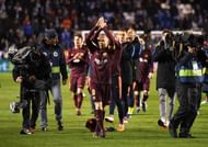 Iniesta given a warm applause after the La Liga match between Deportivo La Coruna and Barcelona at Estadio Riazor on April 29, 2018, when Barca assured this season's La Liga triumph.a Coruna, Spain. Barcelona clinch the La Liga championship with a 4-2 victory